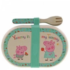 Peppa Pig - Bamboo Snack Box With Cutlery Set